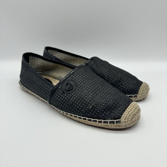 Michael Kors Kendrick Slip-on Espadrille Flats Mesh perforated Shoes Black 8M - Picture 1 of 8